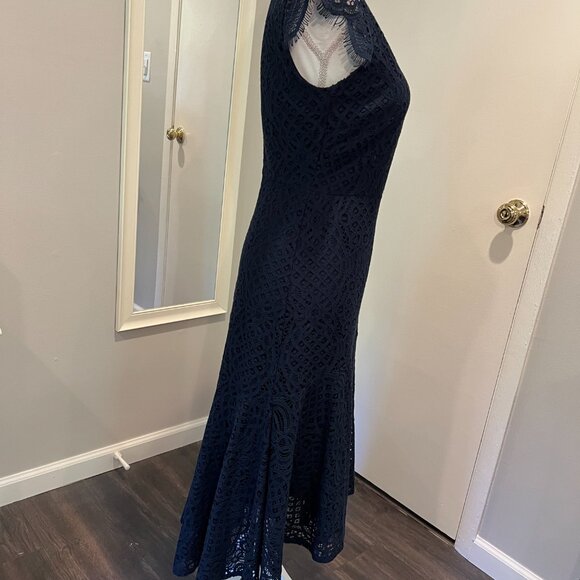 Tommy Hilfiger Navy Blue Lace Cap Sleeve Hi Low Dress, Size 6 - Picture 8 of 16